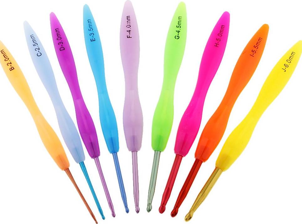 9 PCS Đa Coloured Nhôm Móc Sợi Kim Đan 9 Kích Thước