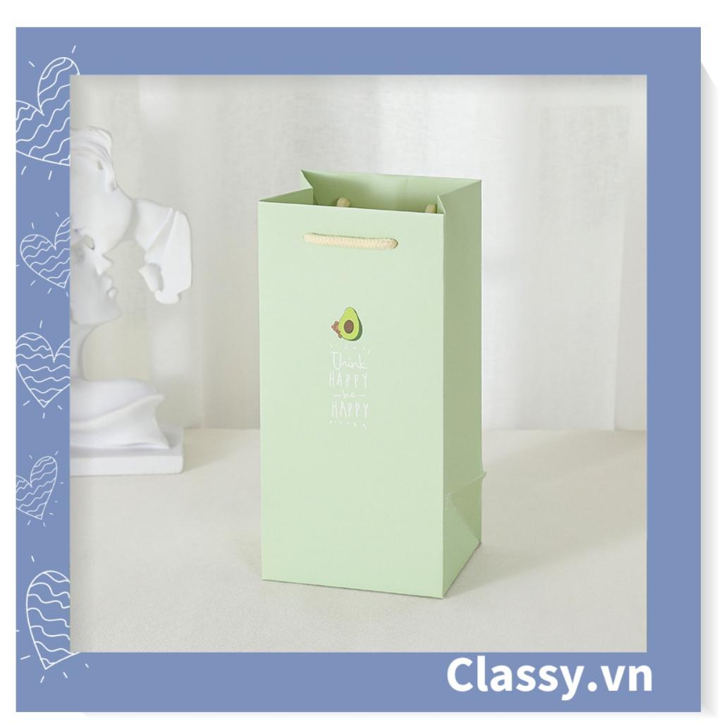 Túi giấy Classy đựng quà size nhỏ 24,5 * 12,5 * 9,5cm họa tiết mèo thỏ voi gấu và trái cây cực xinh Q975