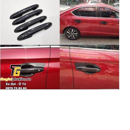 Bộ ốp tay nắm cửa, hõm cửa xe Honda City 2021 vân Carbon