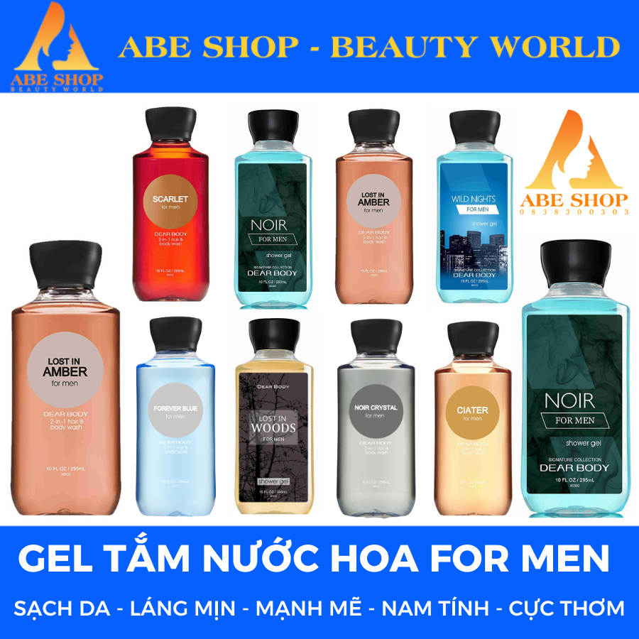 Gel Tắm Nước Hoa DEAR BODY 295ml Dành Cho Nam - Sạch Da - Mềm - Mịn - Mượt - Hương Thơm Mạnh Mẽ - Nam Tính -