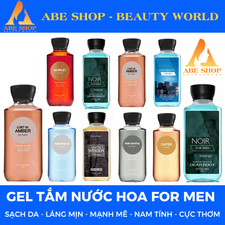 Gel Tắm Nước Hoa DEAR BODY 295ml Dành Cho Nam - Sạch Da - Mềm - Mịn - Mượt - Hương Thơm Mạnh Mẽ - Nam Tính - 