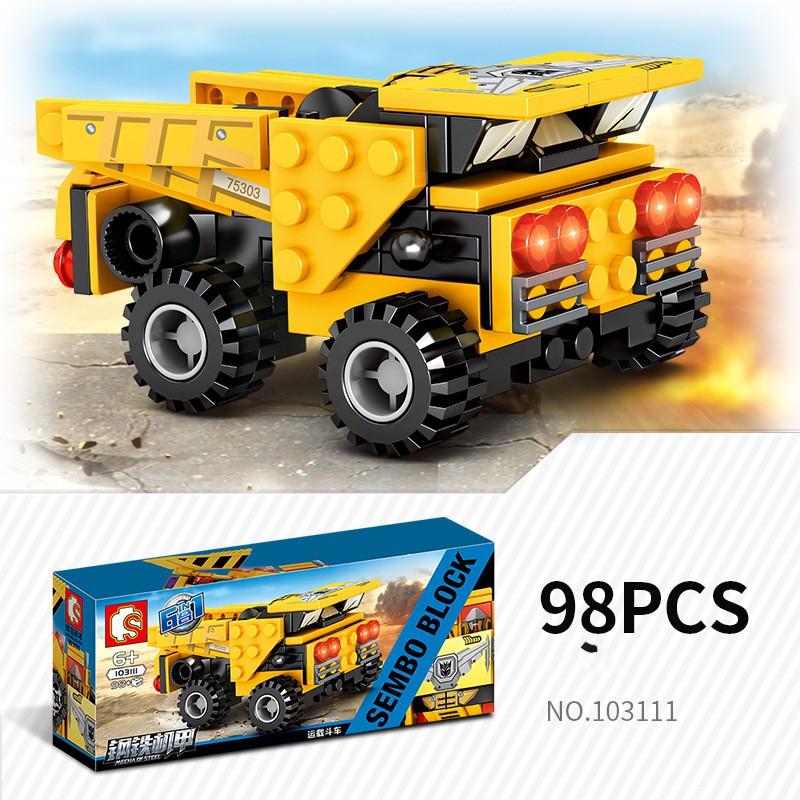 Đồ chơi lắp ráp Robot Xây dựng 6 trong 1 - Robot Transformer Sembo Block 103111 - Đồ chơi Lego 587 mảnh ghép