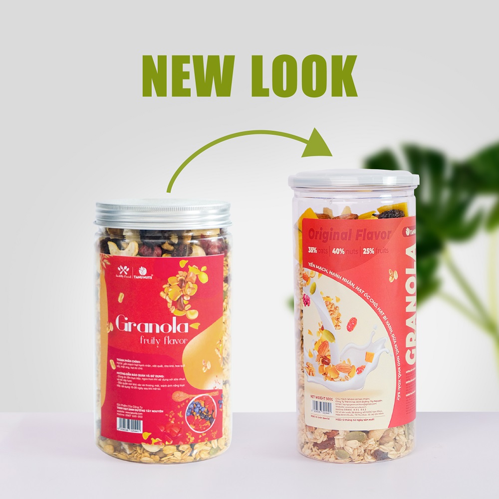 Hình ảnh Granola siêu hạt 35% yến mạch TANU NUTS hũ 500g, ngũ cốc granola ăn kiêng giảm cân dinh dưỡng