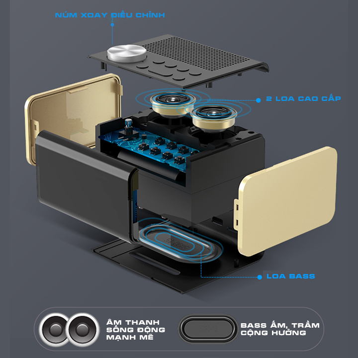 Loa Nghe Nhạc Bluetooth - Đài FM đa chức năng H100 - Hàng Chính Hãng