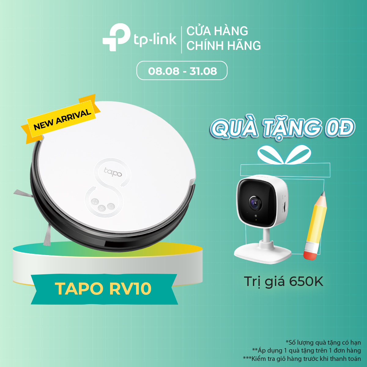 Robot Hút Bụi Và Lau Nhà TP-Link Tapo RV10 - Hàng Chính Hãng