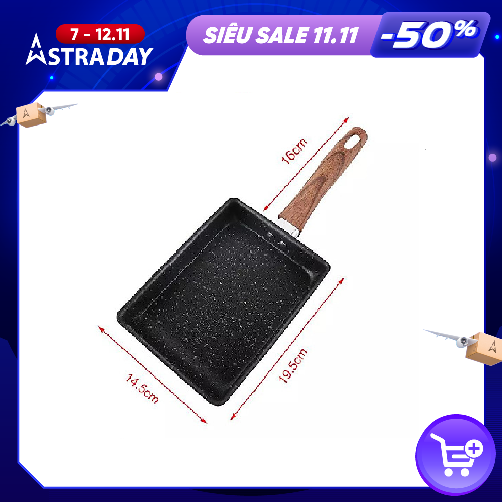 Seoulcook - Chảo vuông 15x20 cm đáy từ / Induction cao cấp Hàn Quốc, chống dính vân đá an toàn cho sức khỏe, dùng được tất cả các loại bếp – Hàng chính hãng