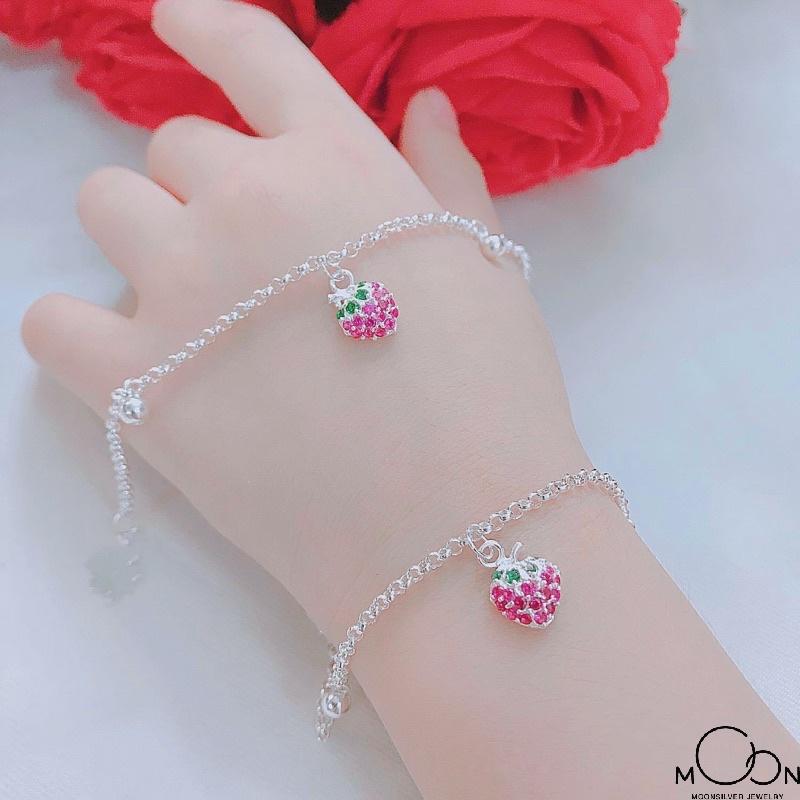 Lắc tay vòng tay bạc dâu tây cho bé gái chuẩn bạc ta cao cấp