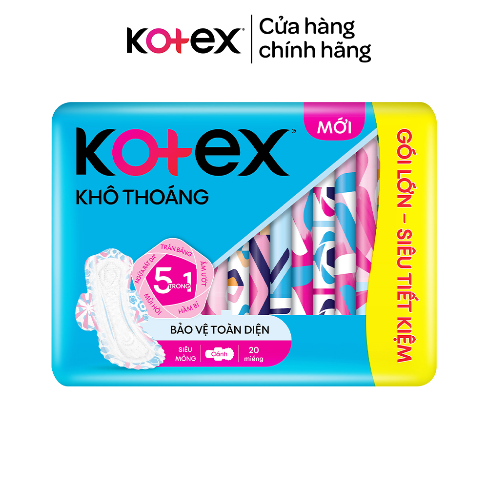 [Tặng 4 miếng] Băng vệ sinh Kotex khô thoáng mỏng cánh 20 miếng + 4 max cool