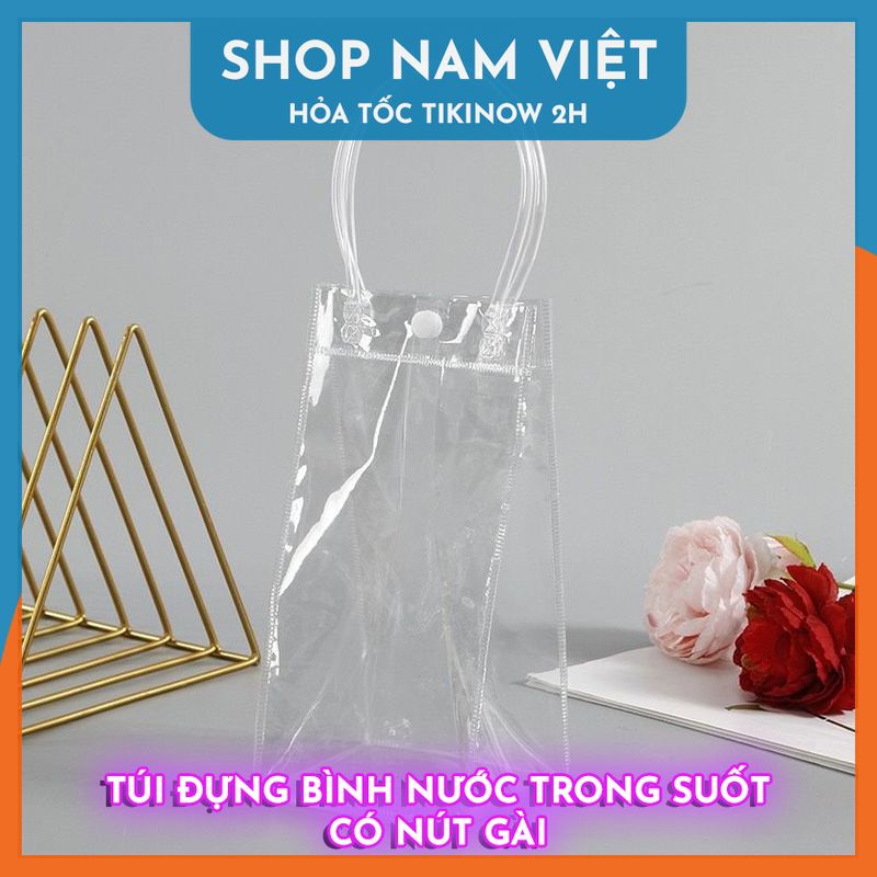 Túi Bình Nước, Ly Giữ Nhiệt Trong Suốt Có Quai Xách