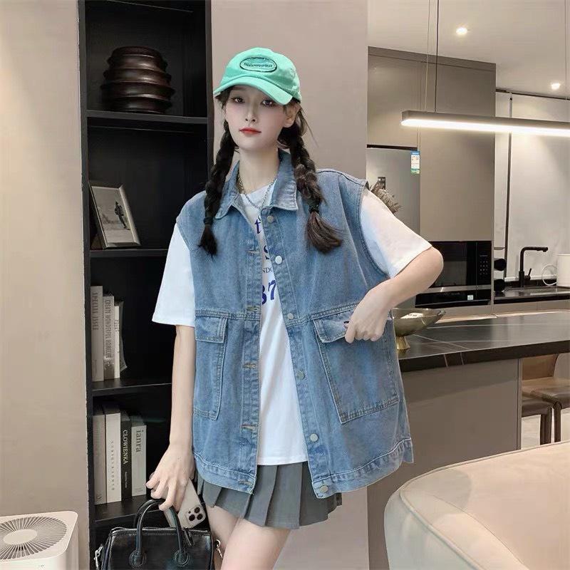 Áo Gile Jeans Nữ Dáng Hàn Freesize