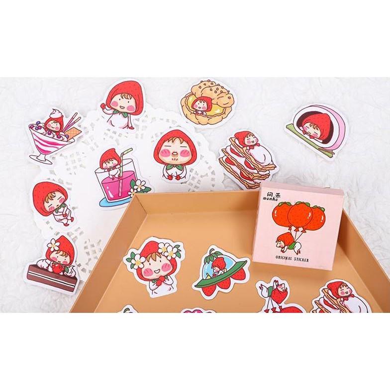 Bộ 45 Sticker Bé Dâu Tây Đáng Yêu E109