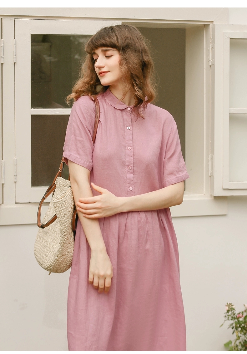 Đầm váy babydoll thiết kế dáng suông cổ sơ mi chất liệu thoáng mát. sang trọng, lịch sự mẫu mới