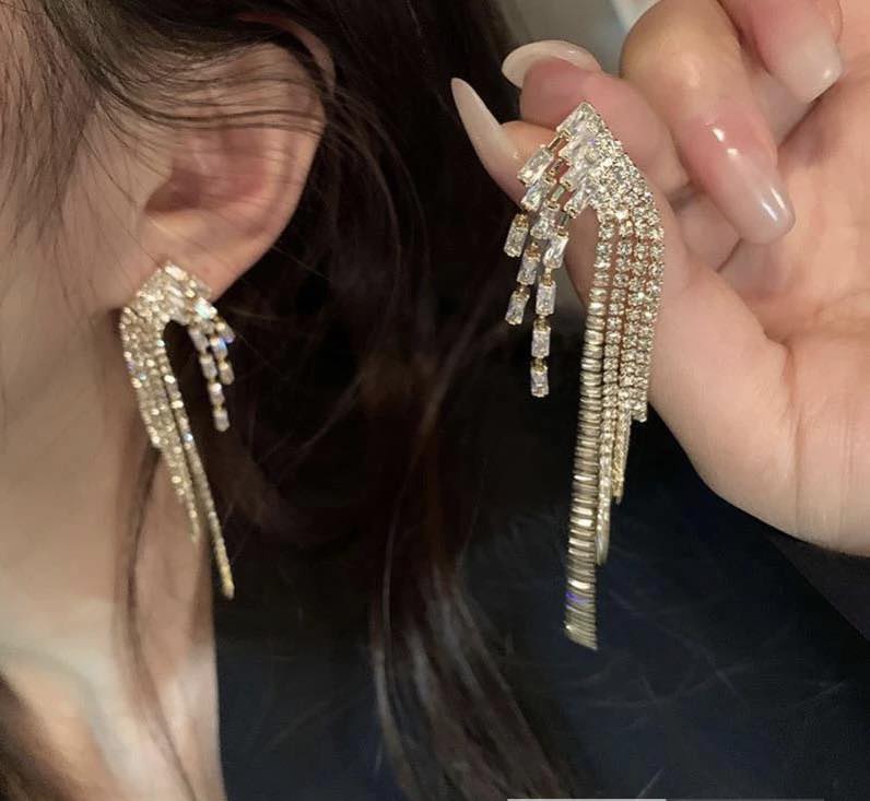 Earrings nữ đeo tai gắn đá bản to thời trang Hàn Quốc cao cấp