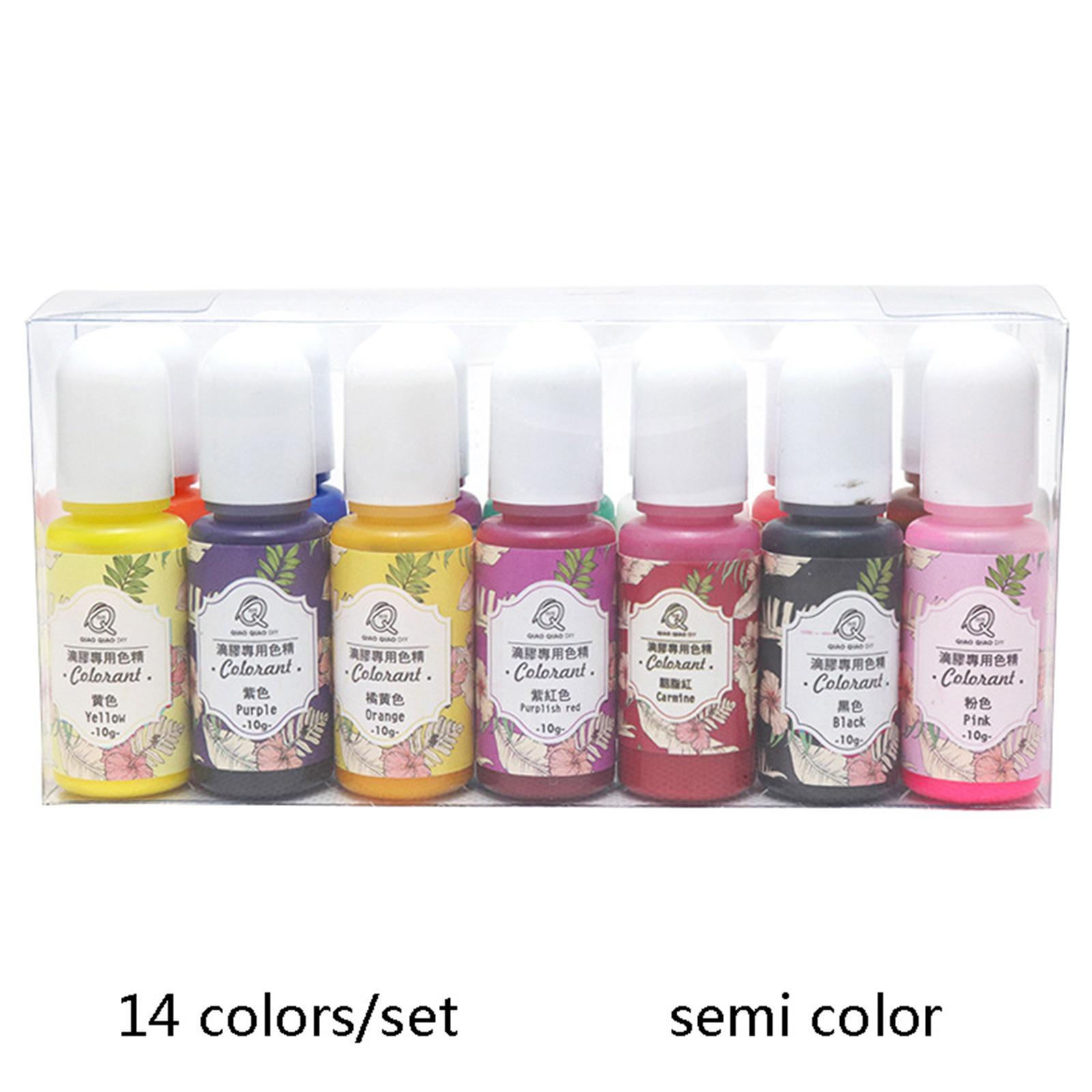 14x Epoxy Resin Pigment Liquid Epoxy Resin Dye Decoration 10ml Jewelry Making Colorant Liquid Pigment for Pendant Paint Bracelet Soap Crafts
