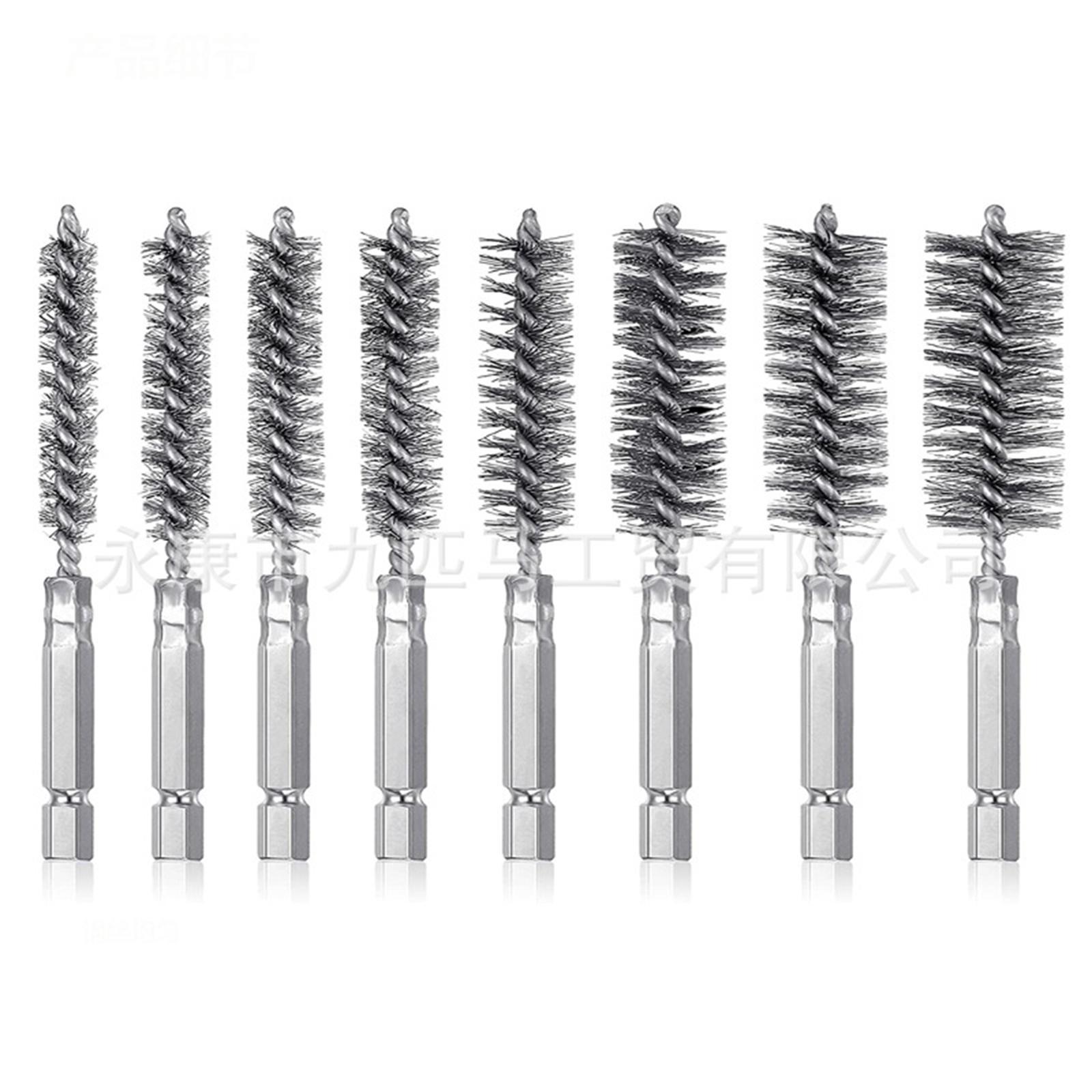 Bore Cleaning Brush 8-19mm Hex Shank Brush Twisted Wire Drill Brush for Electric Impact Drill 6PCS Cleaning Brush
