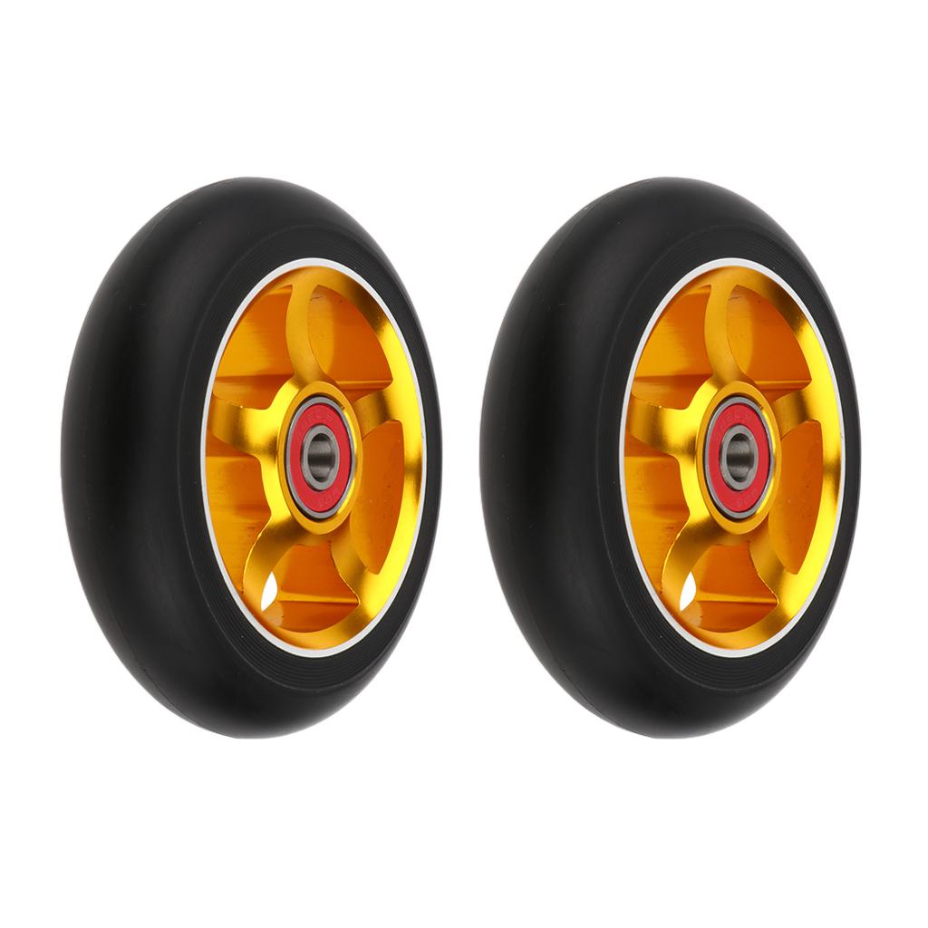 2 Sets of 100mm Replacement Wheels with Gold And Blue Bearings And Bushings