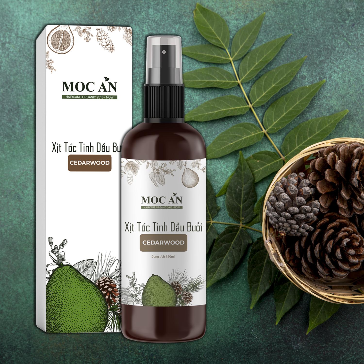 Xịt Kích Mọc Tóc Tinh Dầu Bưởi Gỗ Tuyết Tùng ( Cedarwood ) 120ml Mộc Ân Haircare hỗ trợ giảm rụng, giảm chẻ ngọn