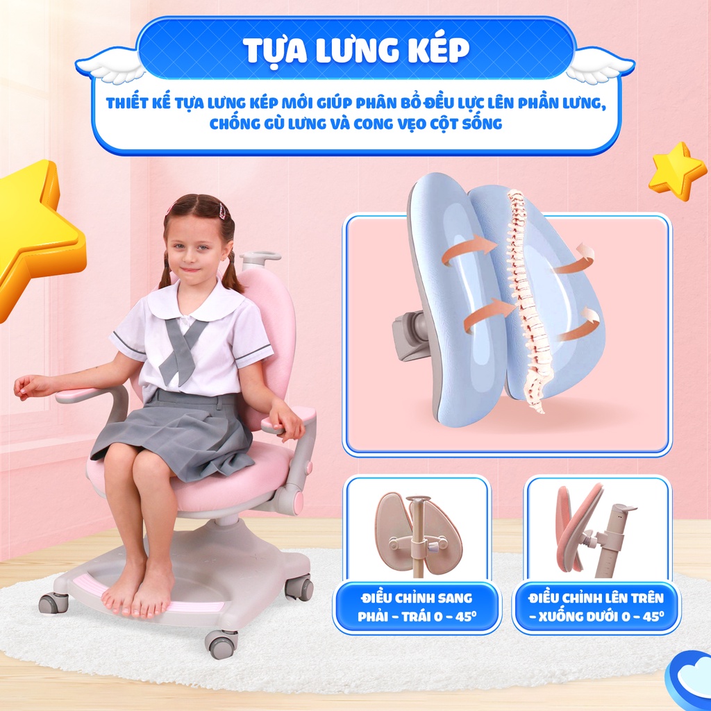 Bàn học cho bé thông minh Chilux Smart V cao cấp, chống gù, chống cận, tích hợp đèn chiếu sáng, đồng hồ báo giờ