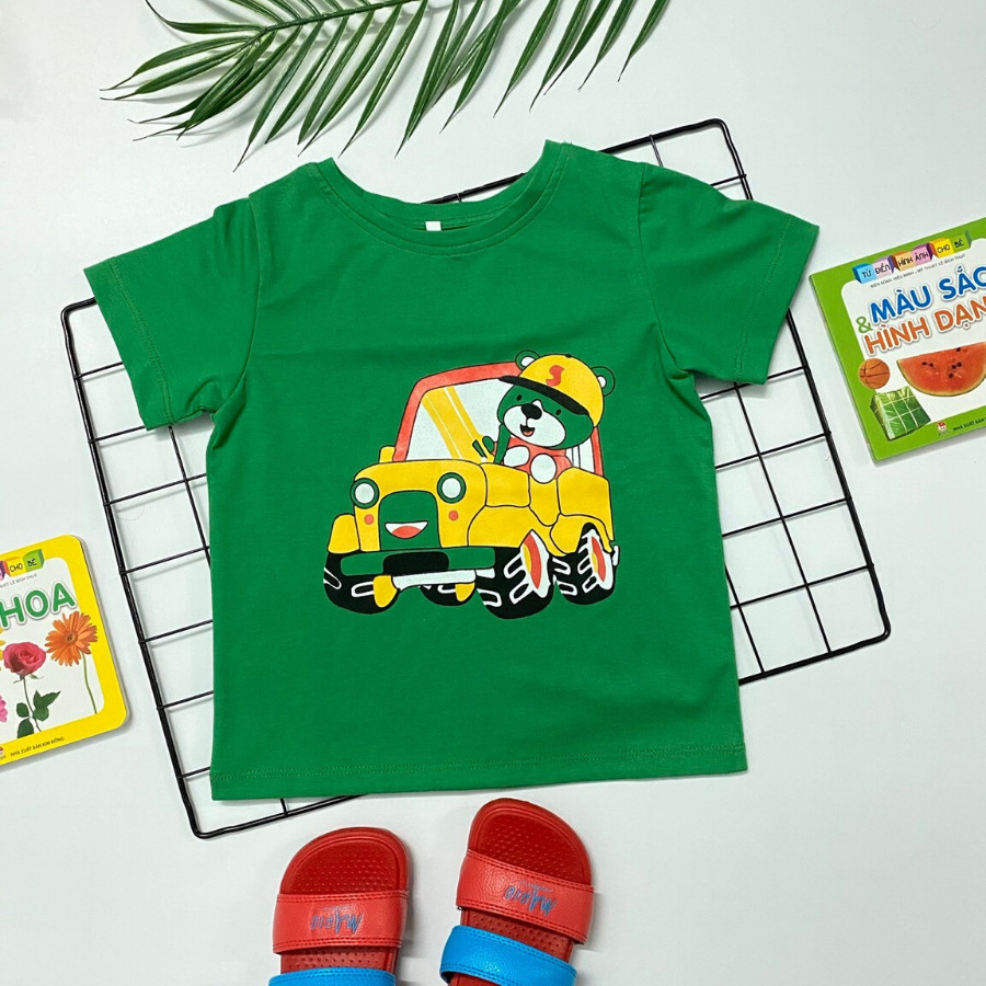 Bộ Quần Áo Thun Cotton 100% co giãn 4 chiều túi chéo Tomtom Baby | Mẫu Áo Xanh Lá, Quần Xanh Rêu | Nhiều size cho bé từ 8-20kg | Quần áo bé trai | Quần bé trai | Quần áo trẻ em | Đồ bộ bé trai