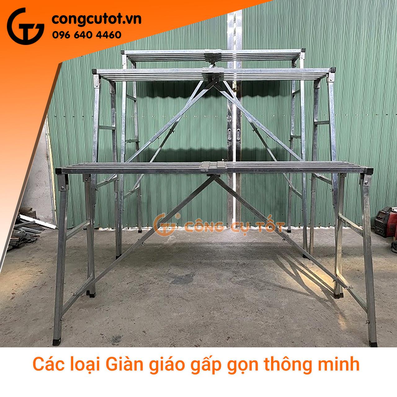 Giàn giáo di động đa năng - giàn giáo gấp gọn thông minh GT4387 cao 1m83 tùy chỉnh mặt đứng 160x36cm nặng 22kg chắc chắn