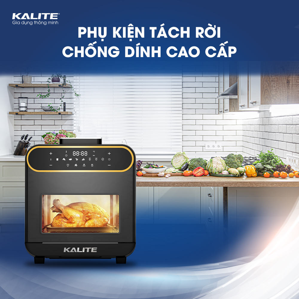 Nồi Chiên Không Dầu, Nồi Chiên Hơi Nước KALITE STEAM STAR Tích Hợp 10 Chương Trình Nấu Dung Tích 15 Lít Công Suất 1800 W - Hàng Chính Hãng