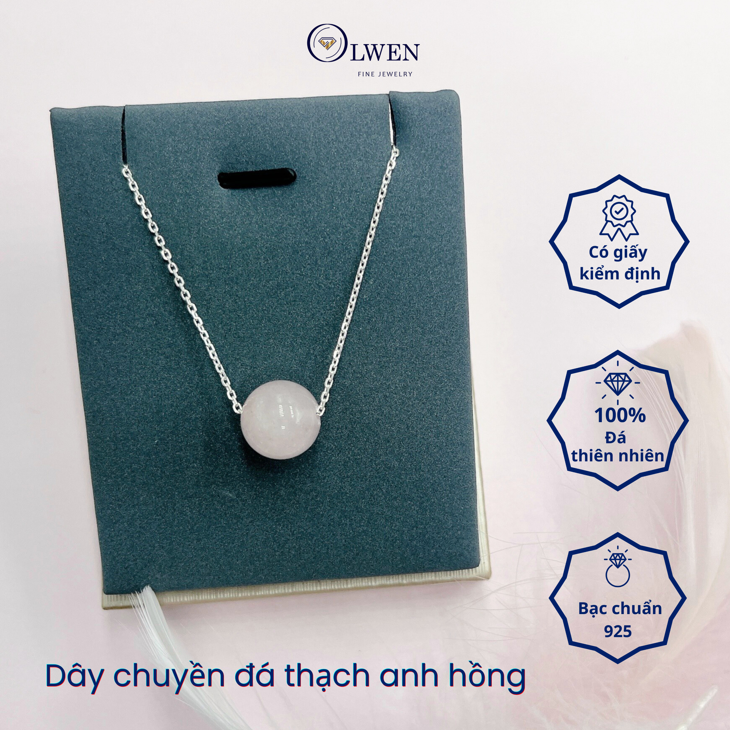 Dây Chuyền Bạc Nữ S925 Đá Thạch Anh Hồng BAC_NL12