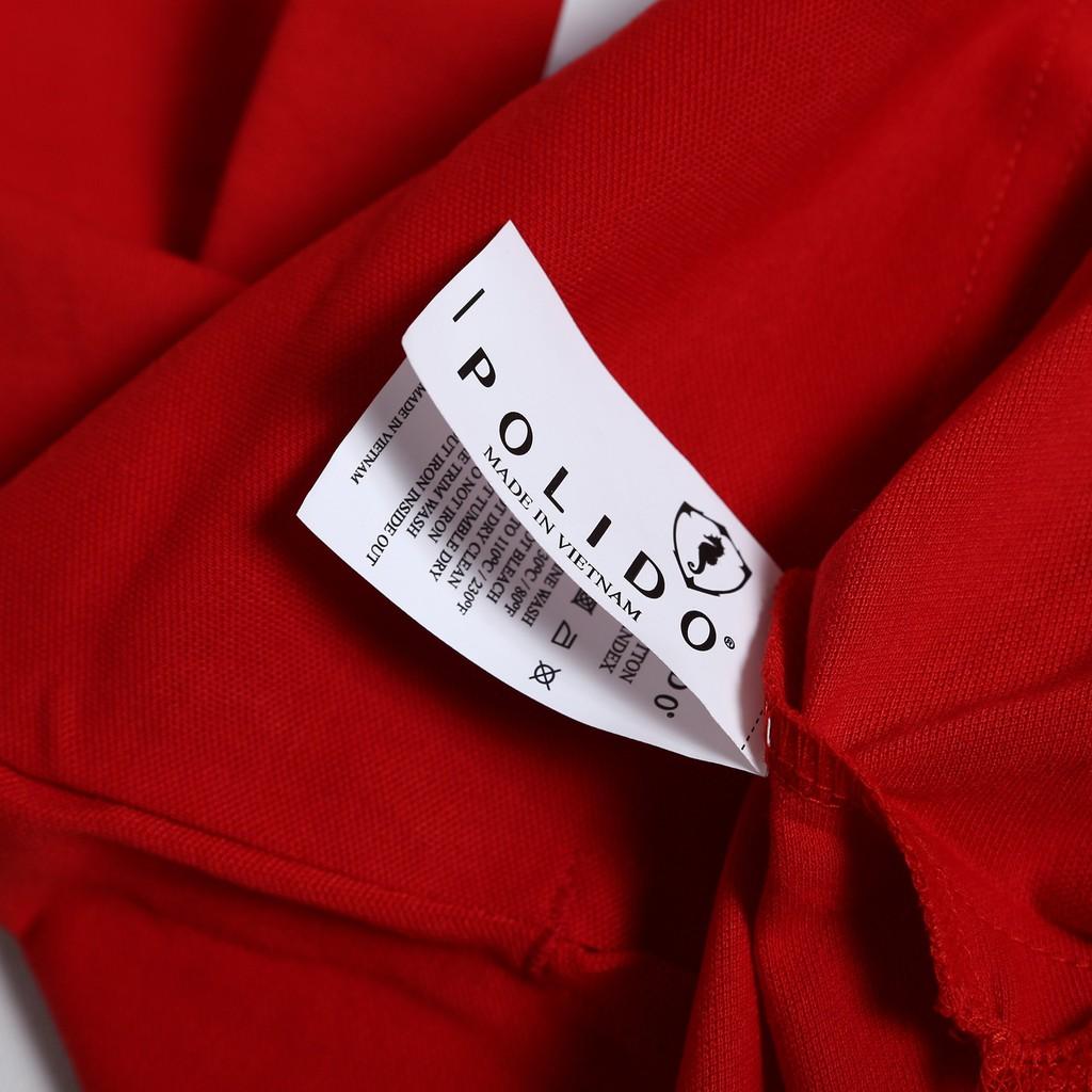Áo Polo Nam Trơn Thêu Chữ POLIDO Màu Đỏ Đô Vải Cotton Co Giãn Form Slimfit - POLIDO MALL