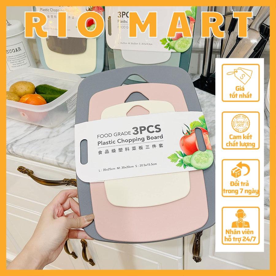Thớt Nhựa Kháng Khuẩn Set 3 Món Dày Dặn Màu Pastel Siêu Xinh - Hàng Loại 1 - R14 RIOMART