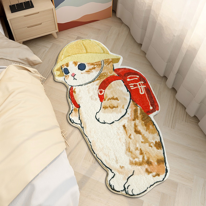 [NEW] Thảm trải sàn giả Cashmere hình mèo dễ thương - Thảm lót cạnh giường phòng ngủ 120x50 cm