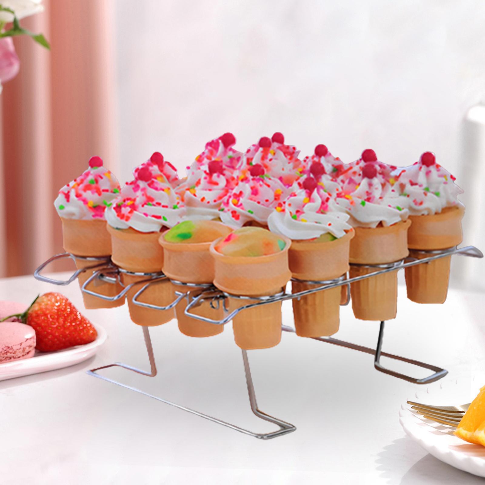 Cupcake Cone Display Stand 16Slots Reusable Ice Cream Cone Holder for Picnic