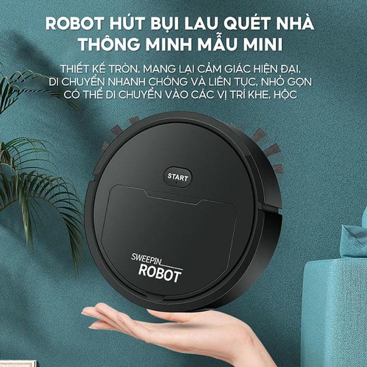 Robot hút bụi lau nhà đa năng 3 trong 1, quét rác, hút bụi, lau sàn thông minh, Robot hút bụi tự động NO-020