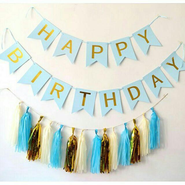 Dây chữ happy birthday dây treo sinh nhật bằng giấy kiểu đuôi cá