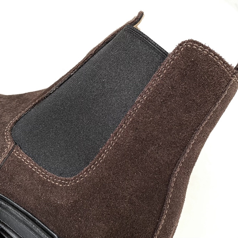 Giày chelsea boot nam da bò thật TEFOSS HN601 nâu da lộn mũi tròn cá tính, bụi bặm size 38-44