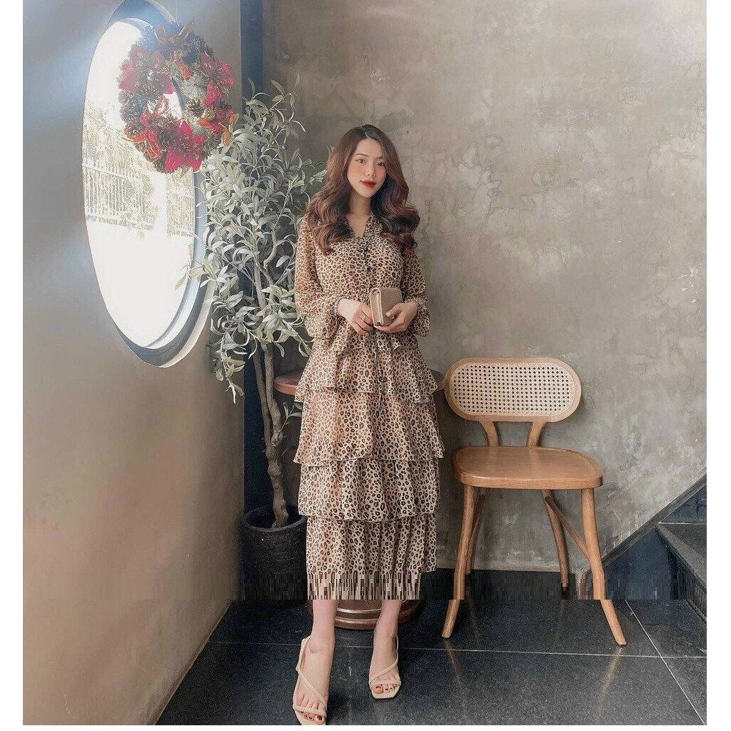 ĐẦM XÒE TẦNG CỔ V XINH XINH - NT7021