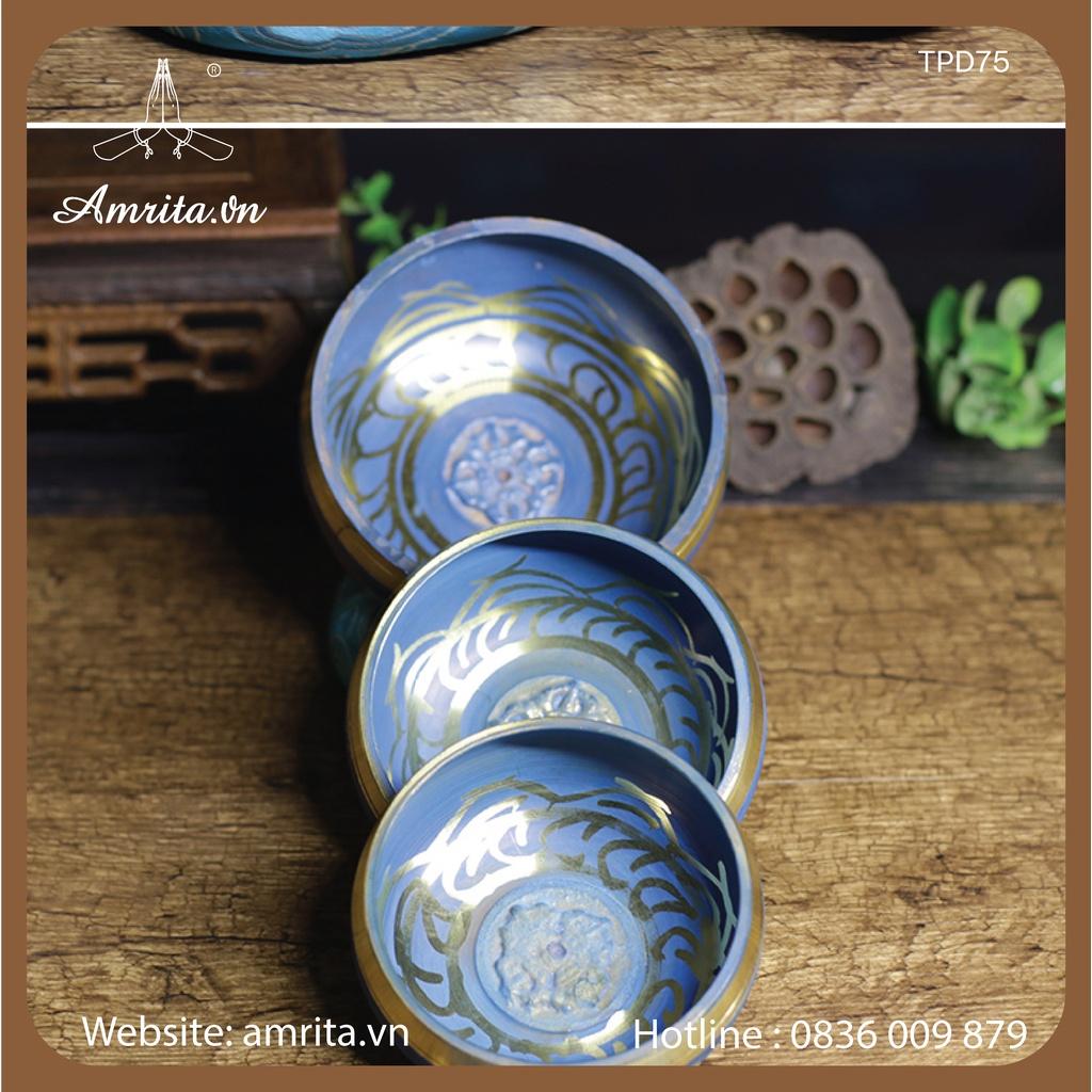 Chuông xoay Tây Tạng - Singing Bowl - Chuông bát xoay xanh Tây Tạng - Chuông bát xoay Nepal - Amrita