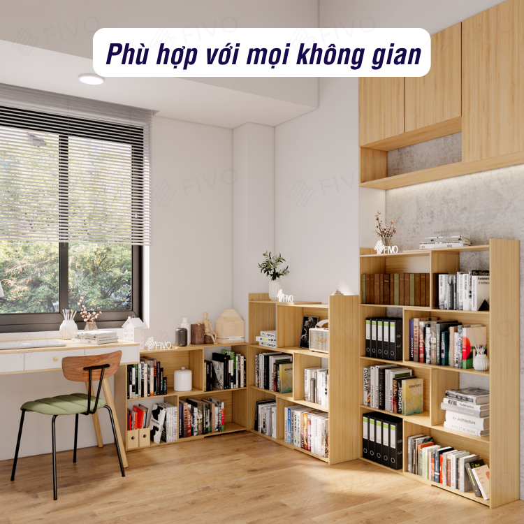 Kệ Sách Gỗ Để Sàn FIVO FB71, Với Tính Năng 2IN1 Đóng Mở Tùy Thích, Nhiều Ngăn Chứa Đồ Rộng Rãi - 4 Tầng