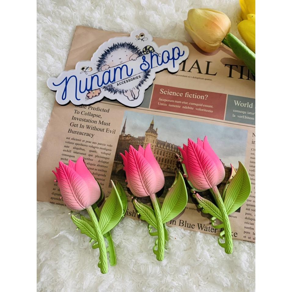 Kẹp gấp kim loại hoa tulip size to màu pastel xinh xắn-Nunam shop