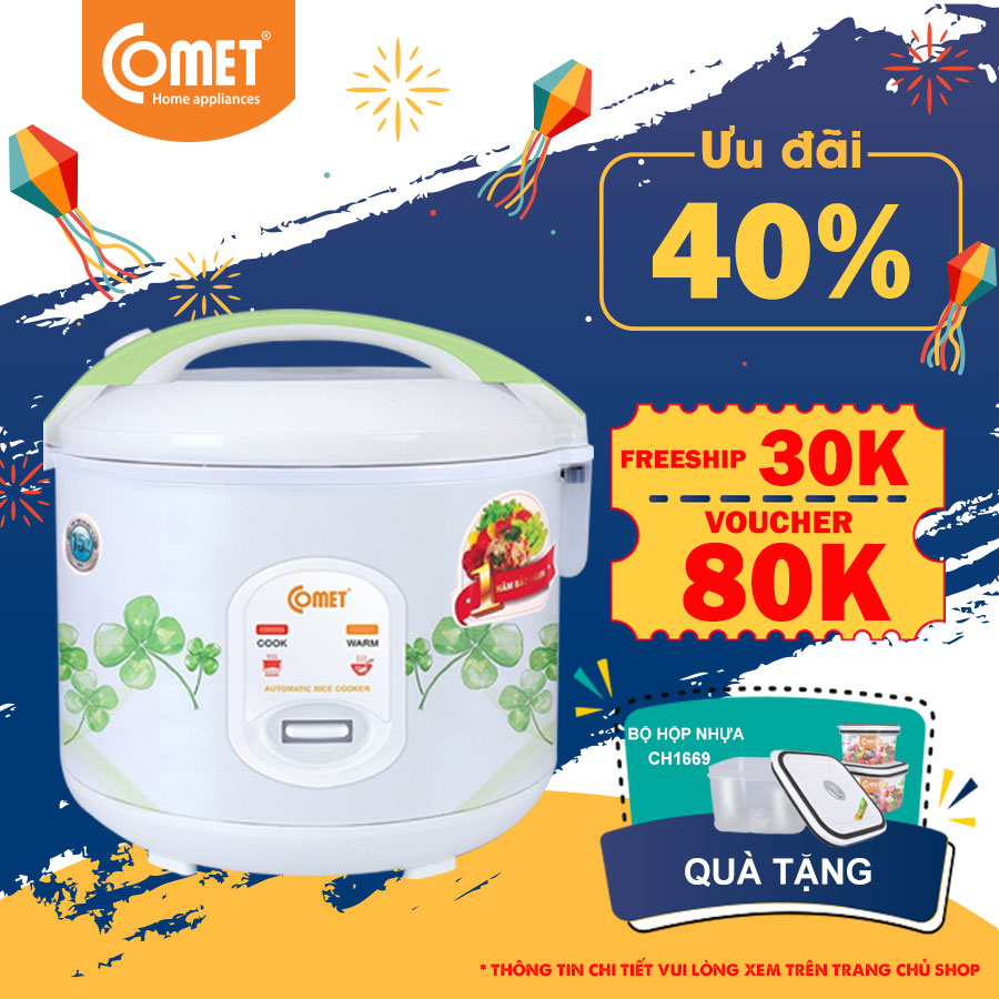 Nồi cơm điện nắp cài 1,8L COMET CM8016 - Hàng Chính Hãng