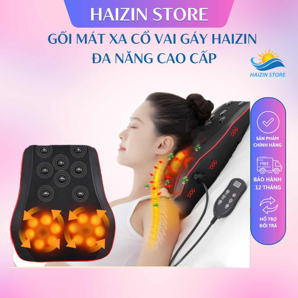 ￼Gối Mát Xa Cổ Vai Gáy HAIZIN - Máy Masage cổ vai gáy đa năng cao cấp BH12T