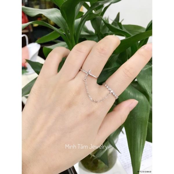 Nhẫn bạc nữ 925 Minh Tâm Jewelry,Nhẫn bạc chữ Thập xích nối nhẫn ziczac bạc 925