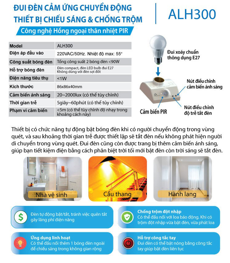 Đui Đèn Thông Minh Cảm Biến Chuyển Động Tự Động Bật Tắt
