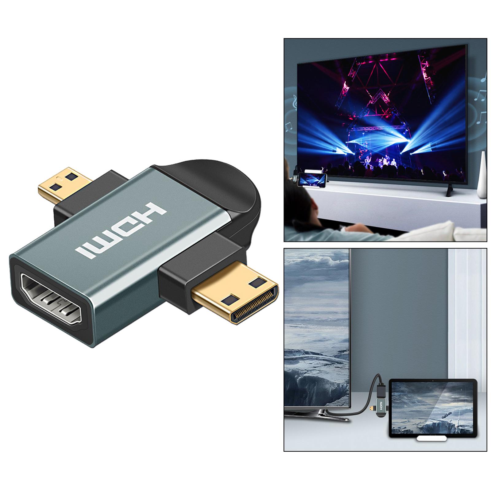3in 1 HDMI Female to Mini HDMI Male + Micro HDMI Male Adapter
