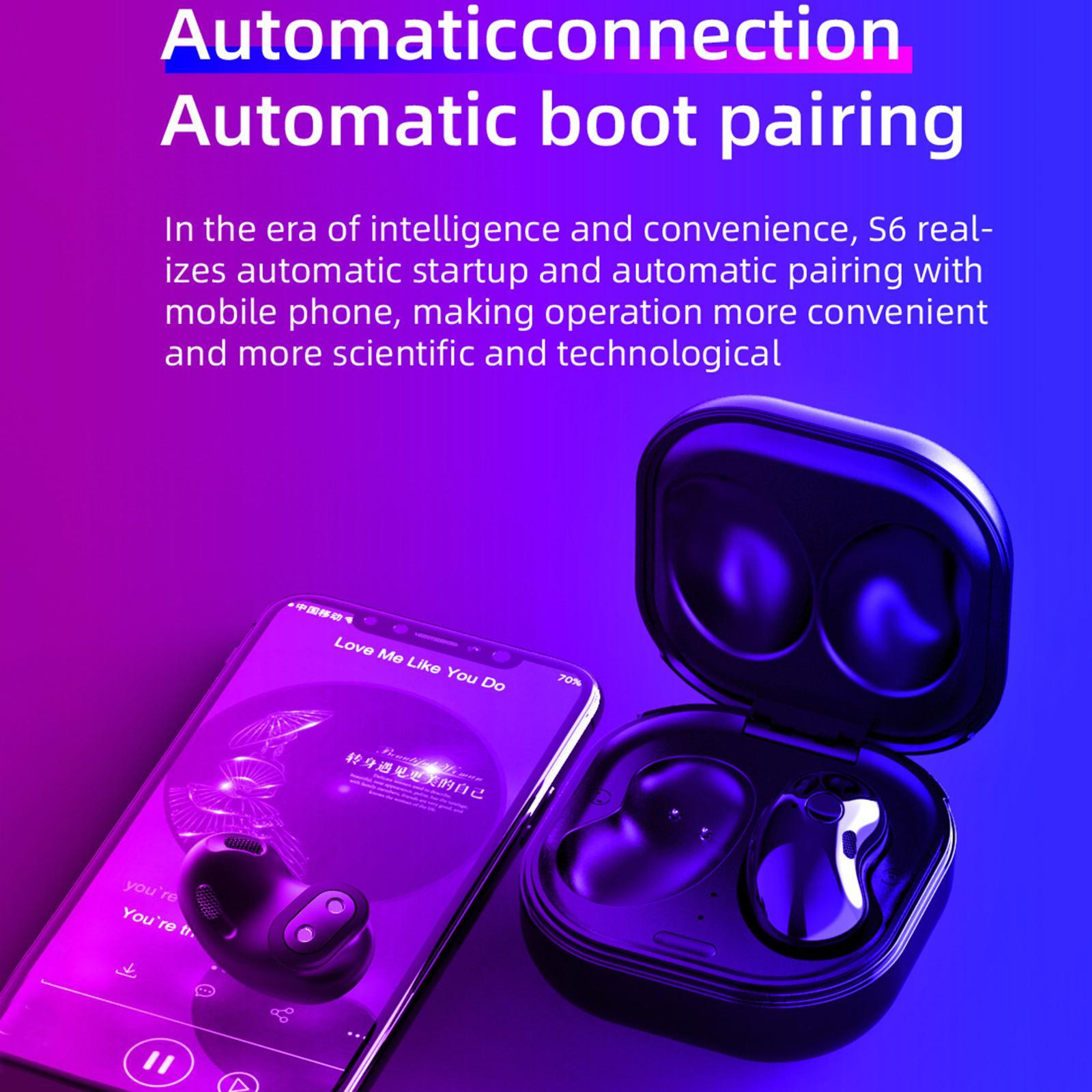 S6 Bluetooth Earphones Wireless Headphone Binaural Call Black