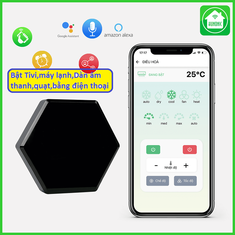 Hình ảnh Điều khiển hồng ngoại Tivi, Điều Hoà,Dàn âm,quạt thanh qua điện thoại, Hunonic IR Smart-Hàng Chính Hãng