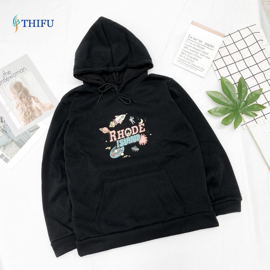 Áo Hoodie Chống Nắng THIFU FASHION In Chữ RHODE Nón 2 Lớp Chất Liệu Thun PE Cho Nam Nữ Dưới 70 Kg