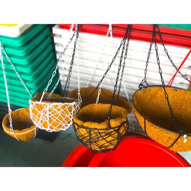 Chậu Treo Xơ Dừa Khung Sắt Đặc - Trồng Cây treo Fi30 - Coconut Fiber Hanging Pots