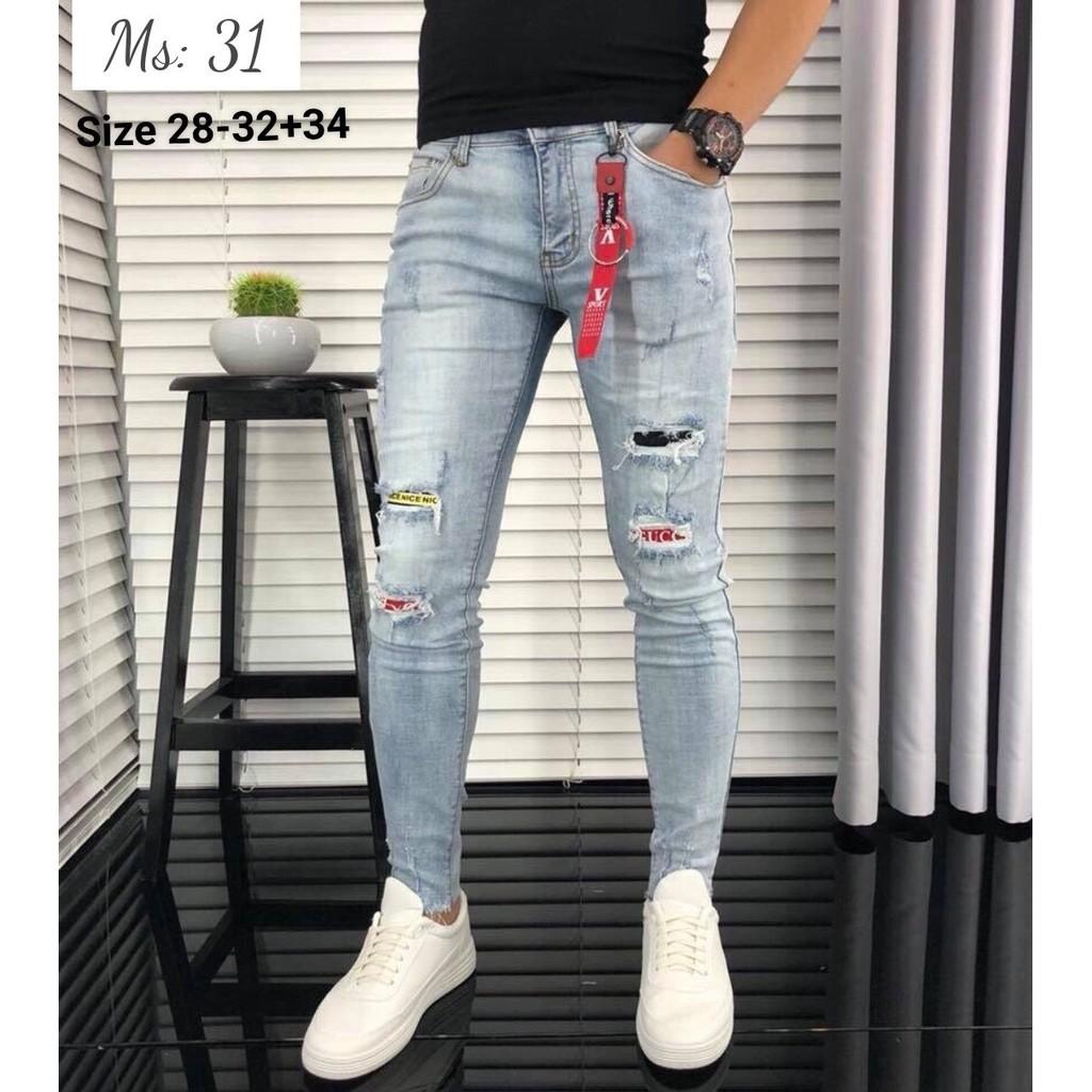 Quần jean nam cao cấp AC31 | Quần jeans rách gối cách điệu cực phong cách | hàng đẹp