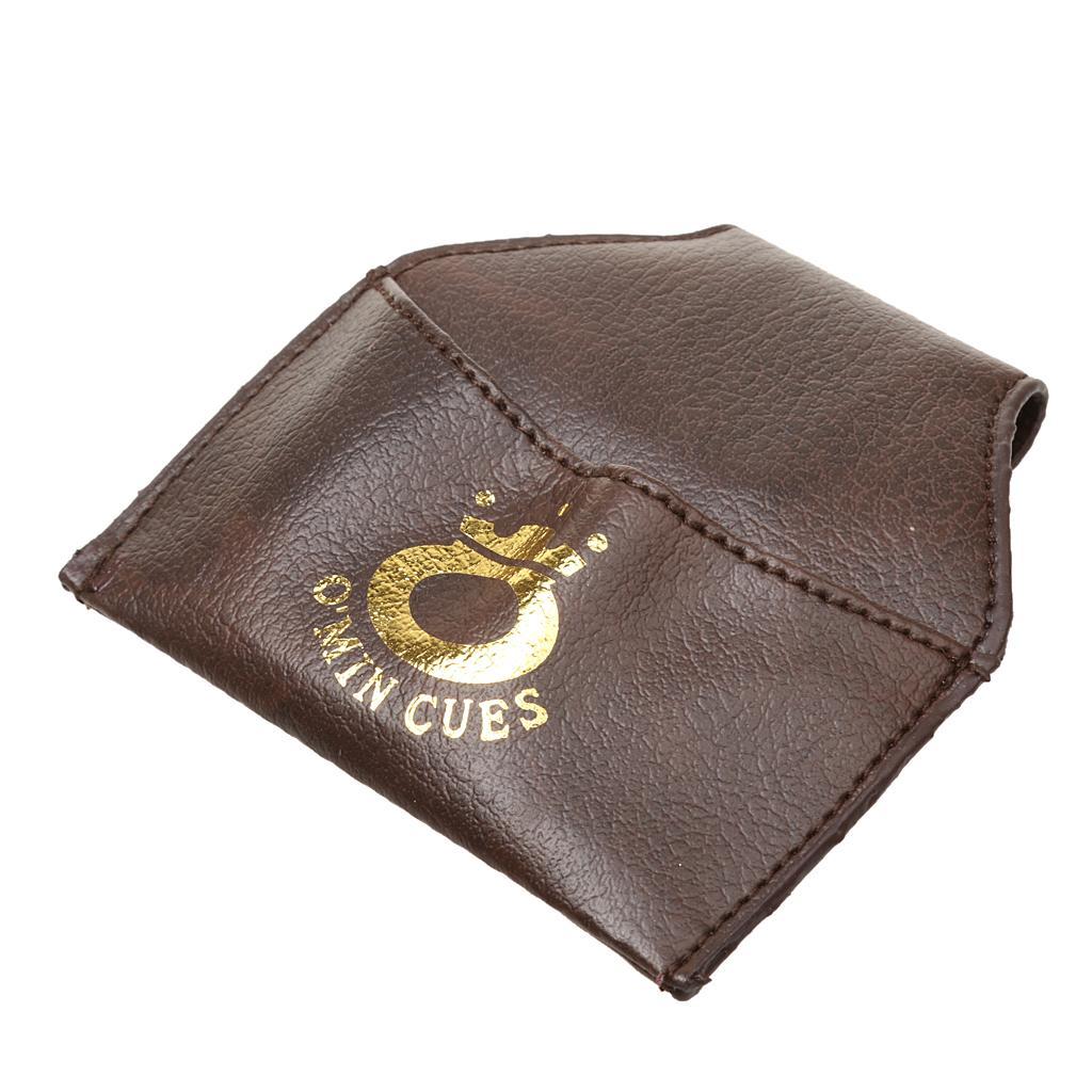 4x Billiard Snooker Pool Cue PU Leather Chalk Holder Pouch Bag Clip Coffee