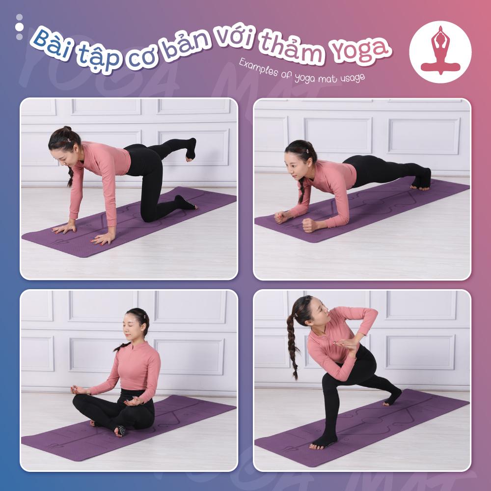 Thảm Tập Yoga Định Tuyến - 2 Lớp Dày 6mm Tặng Kèm Túi - Kích Thước 183x61cm