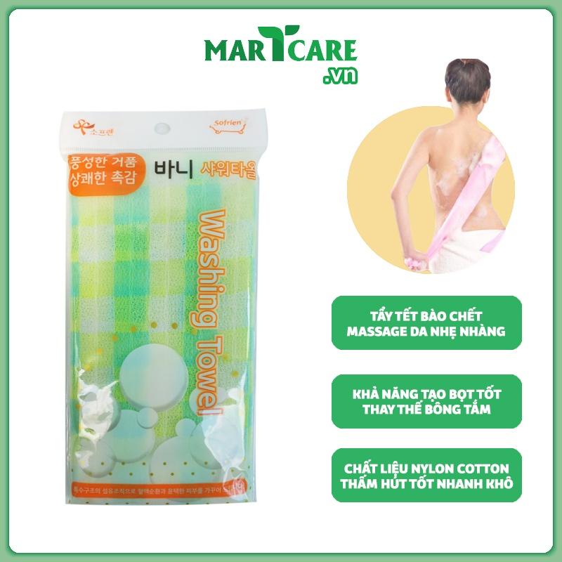 ️️ KHĂN TẮM MASSAGE HÀN QUỐC TẨY DA CHẾT TẠO BỌT LOẠI HOA DÀY ( 1000*300mm)